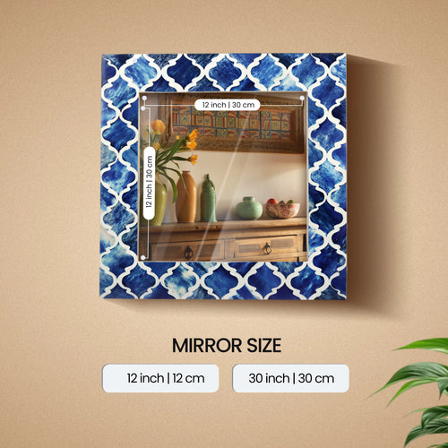 Make To Order Moroccan Blue Mirror Bone & Resin Inlay in 12x12