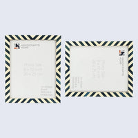 Candy Cane Blueberry Resin Inlay Picture Frame, Blue - White, 3 Sizes (Set of 2)