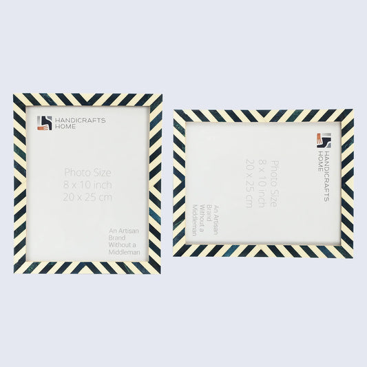 Candy Cane Blueberry Resin Inlay Picture Frame, Blue - White, 3 Sizes (Set of 2)