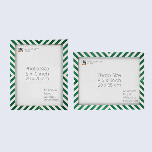 Candy Cane Mint Resin Inlay Picture Frame, Green - White, 3 Sizes (Set of 2)