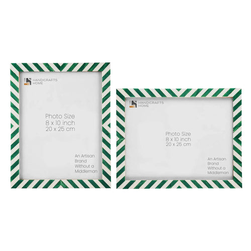 Candy Cane Mint Resin Inlay Picture Frame, Green - White, 3 Sizes (Set of 2)