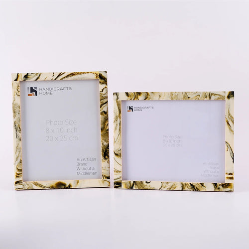 Picture Frame Deco Marble Collection Resin & Brass Inlay Classic Marble Finish – 3 Sizes (Pack of 2)