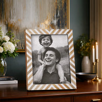 Picture Frame Hypno Calm Collection Bone Inlay Resin Brown White -4x6 5x7 8x10"