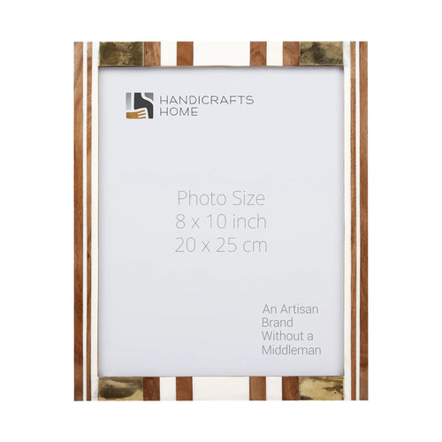 Wood Brass Resin Inlay Striped Picture Frame 4x6 5x7 8x10
