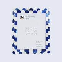 Picture Frame Set of 5 Scalloped Pattern Collection Bone Inlay – Blue & White