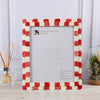 Picture Frame Scalloped Art Collection Bone Inlay Red White 3 Sizes