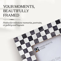 Picture Frame Checkered Pattern Bone Inlay, Grey - White, 4" x 6" & 5" x 7"