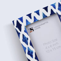 photo frame indigo pattern white blue 4x6 inch