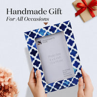 Picture Frame Indigo Collection Bone & Resin Inlay, Blue - White, 4" x 6"