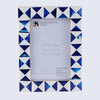 Picture Frame Indigo Pattern Collection Bone Resin Inlay Blue White 4x6