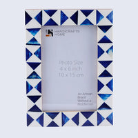 Picture Frame Indigo Pattern Collection Bone Resin Inlay Blue White 4x6