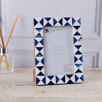 Picture Frame Indigo Pattern Collection Bone Resin Inlay Blue White 4x6