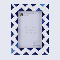 Picture Frame Indigo Pattern Collection Bone Resin Inlay White Blue 4x6