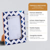 Picture Frame Indigo Pattern Collection Bone Resin Inlay White Blue 4x6
