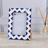 Picture Frame Indigo Pattern Collection Bone Resin Inlay White Blue 4x6