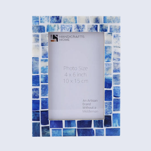 Picture Frame Indigo Mosaic Collection Bone Inlay - Blue, 4x6 & 5x7