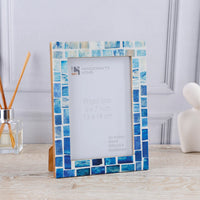 Picture Frame Indigo Mosaic Collection Bone Inlay - Blue, 4x6 & 5x7