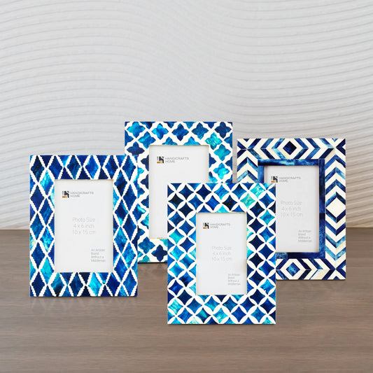Picture Frames Mosaic Blue Collection Resin Inlay Blue 4x6 Pack of 4