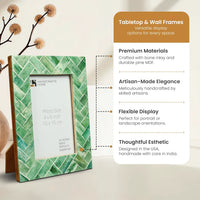 Picture Frame Green Leaf Collection Bone Inlay Green & White – 4x6"