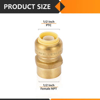 1/2" x 1/2" F Push FIt Female Adapter Plumbingsell