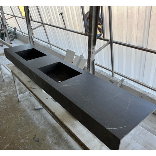 HANDCRAFTED PIETRA GREY HIGH ENGINEERED PORCELAIN DOUBLE SINK (ES-171)