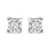 .925 Sterling Silver 1/2 Cttw Miracle Set Princess-cut Diamond Solitaire Stud Earrings (H-I Color, SI2-I1 Clarity)