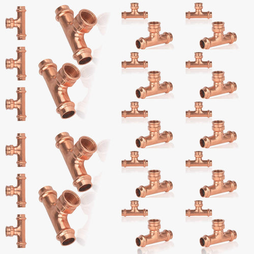 1" x 1" x 3/4" Press x Press x Female Thread Copper Tee (Lead Free)