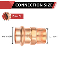 3/4" Press Copper x 3/4" Male Threaded Copper Adapter (Lead Free)