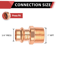 30 Pcs 3/4" Press Copper x 1" Male Threaded Adapter (Lead Free)