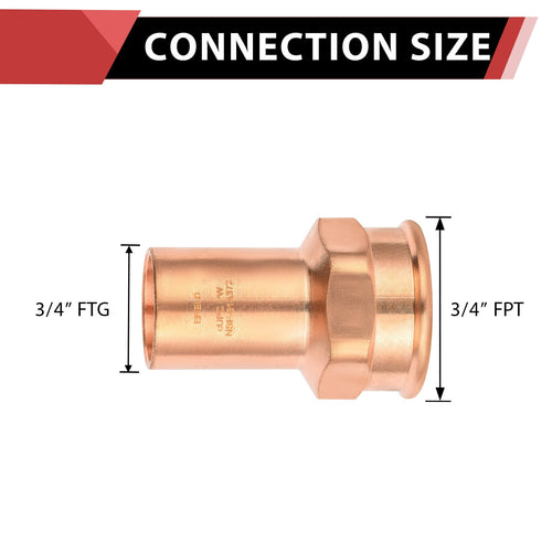 1/2" FTG Press x 1/2" Female Threaded Copper Street Adapter (Lead Free)