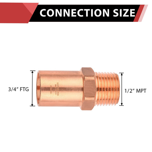30 Pcs 3/4" FTG Press x 1/2" Male Threaded Copper Street Adapter (Lead Free)