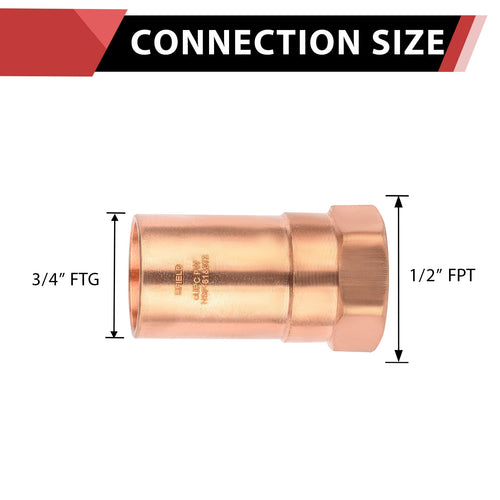 3/4" FTG Press x 1/2" Female Threaded Street Copper Adapter (Lead Free)