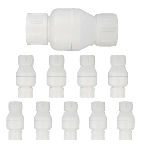 10 Pcs 1-1/4" PVC In-Line Check Valve