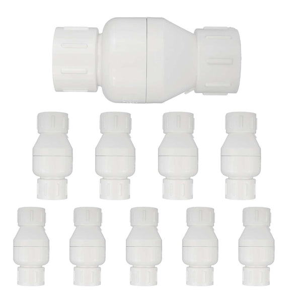 10 Pcs 1-1/4" PVC In-Line Check Valve