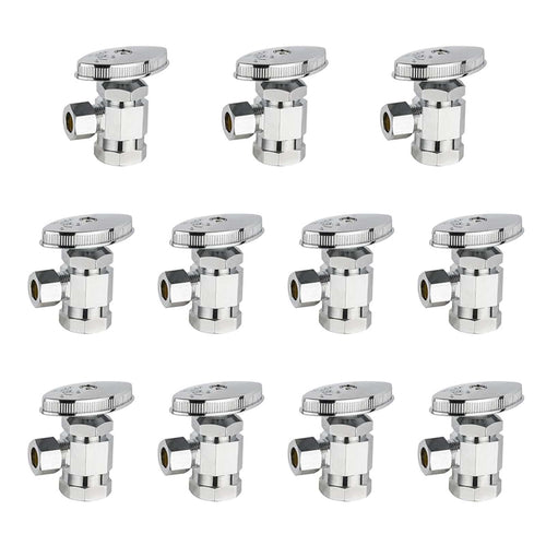 10 Pcs 1/2" FIP x 3/8" OD Compr. Angle Stop Valve, Multi Turn (Lead Free) Plumbingsell