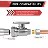1/2" FIP x 3/8" OD Compr. Straight Stop Valve, 1/4 Turn (Lead Free)
