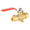 1/2" Push Fit Ball Valve With Drain Drop Ear, Red Lever (Lead Free)