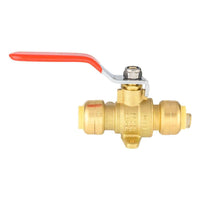 1/2" Push Fit Ball Valve With Drain Drop Ear, Red Lever (Lead Free)