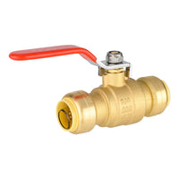 3/4" Push Fit Ball Valve With Drain, Red Lever (Lead Free)