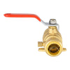 3/4" Push Fit Ball Valve With Drain Drop Ear, Red Lever (Lead Free)