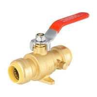 3/4" Push Fit Ball Valve With Drain Drop Ear, Red Lever (Lead Free)