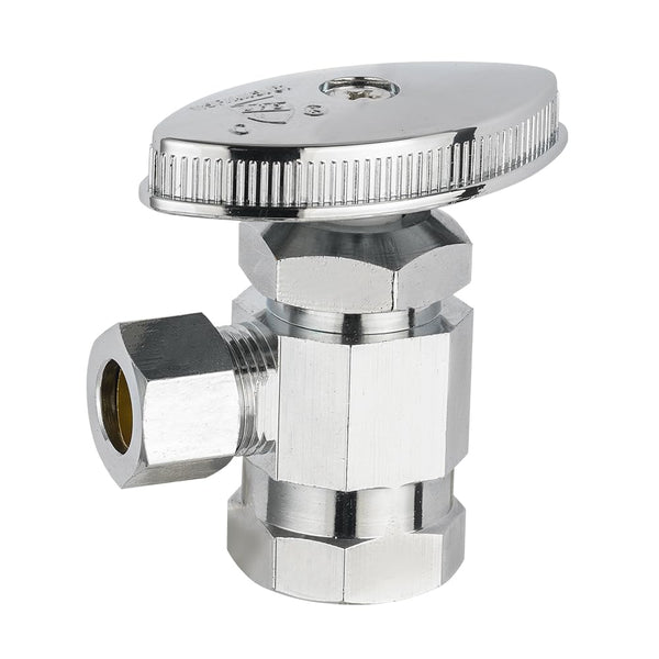 1/2" FIP x 3/8" OD Compr. Angle Stop Valve, Multi Turn (Lead Free)
