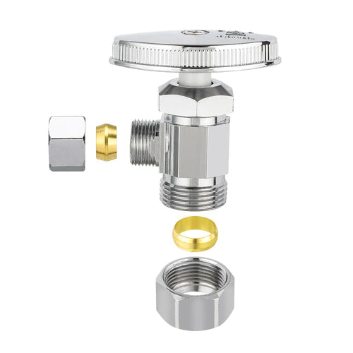 1/2" Nominal (5/8" OD) Comprx 3/8" OD Compr. Angle Stop Valve, Multi Turn (Lead Free)