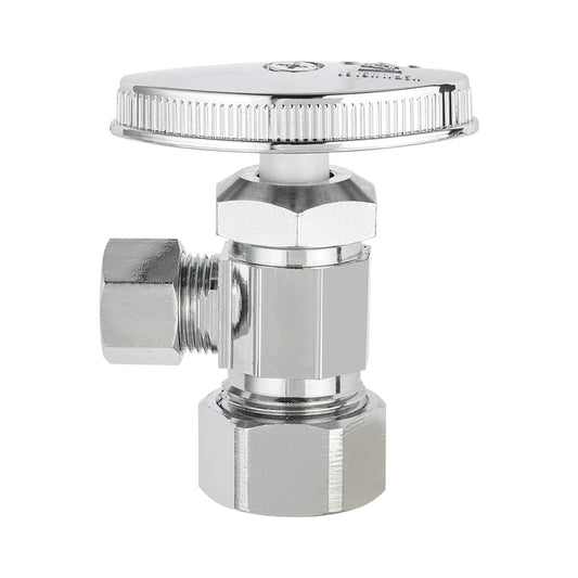 1/2" Nominal (5/8" OD) Comprx 3/8" OD Compr. Angle Stop Valve, Multi Turn (Lead Free)