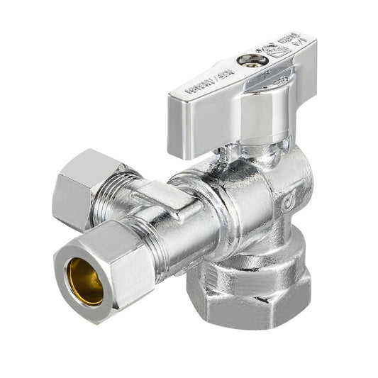1/2" FIP x 3/8" OD Compr. x 3/8" OD Compr. Split Angle Stop Valve, 1/4 Turn (Lead Free)