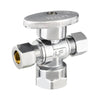 1/2" FIP x 3/8" OD Compr. x 3/8" OD Compr. Dual Angle Stop Valve, 1/4 Turn (Lead Free)