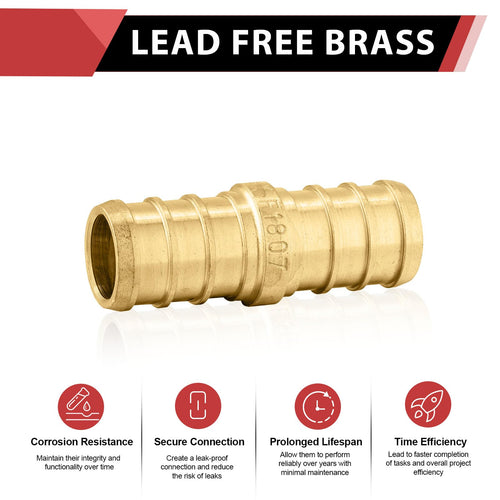 30 Pcs PEX-B Crimp 3/8" PEX X 3/8" PEX Coupling (Lead Free)