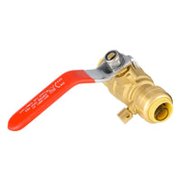 10 Pcs 1/2" Push Fit Ball Valve With Drain, Red Lever (Lead Free)