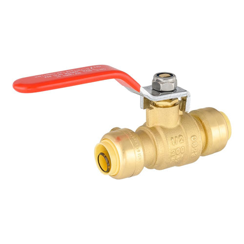 10 Pcs 1/2" Push Fit Ball Valve With Drain, Red Lever (Lead Free)