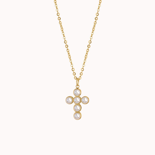 Pearl Cross Necklace Caris Jewelry